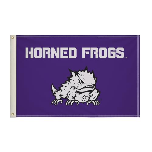 Victory Corps TCU Horned Frogs College Sports bedruckte Flagge, NCAA-Lizenzprodukt, Super Polyester, 60 x 90 cm, Schulbanner (lila, weiß, schwarz) von Victory Corps