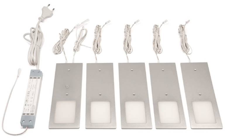 L&S Unterschrankleuchte Anbauleuchte PLANAR 5er Set Neutralweiß Aluminium von L&S