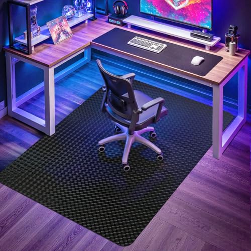 Vicwe Bodenschutzmatte Bürostuhl, 90 x 120 cm Gaming Bürostuhl Stuhlmatten, rutschfest und Einfach zu Reinigen, Stuhlmatte für Hartholzböden, Laminat, Parkett (Schwarz) von Vicwe