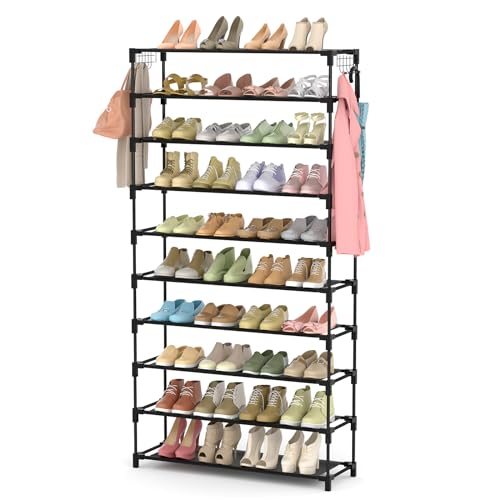 Vicye Schuhregal 10 Ebenen, Schuhschrank Metall für 50 Paar Schuhe, Schuhorganizer 155cm Hoch, Schuhaufbewahrung Platzsparend, Schuhablage Schwarz für Flur, Wohnzimmer, Eingang Vicye Schuhregal 10 Ebenen, Schuhschrank Metall für 50 Paar Schuhe, Schuhorganizer 155cm Hoch, Schuhaufbewahrung Platzsparend, Schuhablage Schwarz für Flur, Wohnzimmer, Eingang von Vicye