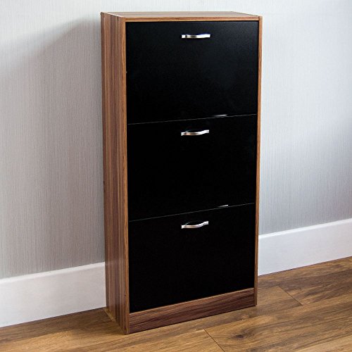 Home Discount Schuhaufbewahrung Schuhschrank mit 3 Schubladen Schrank Pull Down Holz Flur Möbel Einheit, Walnuss & Schwarz, Groß Home Discount Schuhaufbewahrung Schuhschrank mit 3 Schubladen Schrank Pull Down Holz Flur Möbel Einheit, Walnuss & Schwarz, Groß von Vida Designs