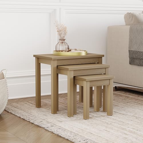 Oakridge 3-Teiliger Satz von Verschachtelbaren Satztischen von Vida Designs, Eiche, 53x35x47 cm von Vida Designs
