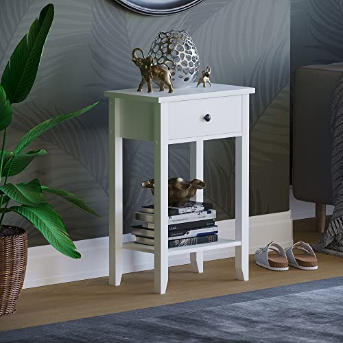 Vida Design Windsor Konsolentisch mit 1 Schublade und Regalfach, weiß, Holz, für Flur, Wohnzimmer, Schlafzimmer, Ankleidekommode, Schreibtischmöbel von Vida Designs