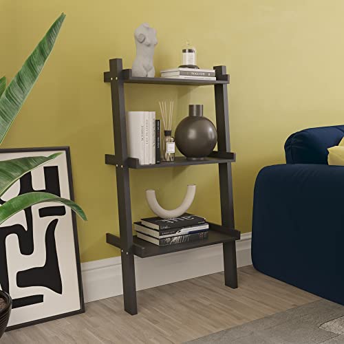 Vida Designs 3-stöckiges Leiter-Bücherregal mit Anlehnung, für Wohnzimmer, Büro, Möbel (schwarz) von Vida Designs