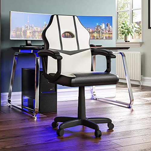 Vida Designs Racing Comet Gaming Computer Sessel Büro Chef Einstellbar Drehbar PU Kunstleder Weiß & Schwarz von Vida Designs