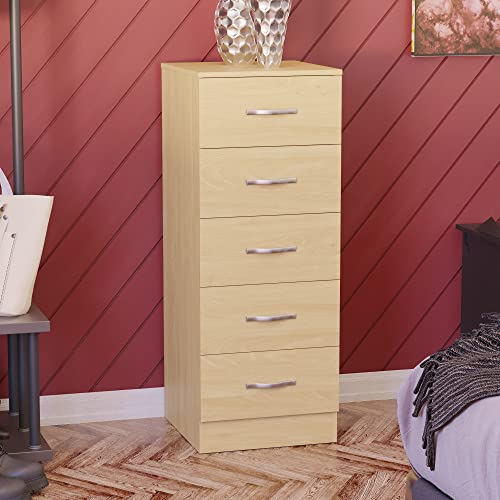 Vida Designs schmale Kommode mit 5 Schubladen, hohe Schlafzimmer-Aufbewahrungseinheit, Schiebeschubladen, Schlafzimmermöbel (Kiefer) von Vida Designs