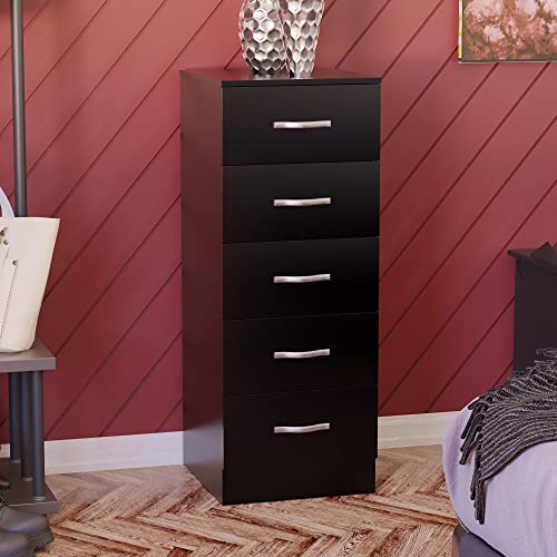 Vida Designs schmale Kommode mit 5 Schubladen, hohe Schlafzimmer-Aufbewahrungseinheit, Schiebeschubladen, Schlafzimmermöbel (schwarz) von Vida Designs