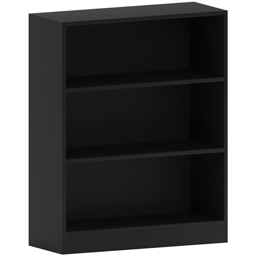Vida Designs Cambridge Bücherregal mit 3 Ebenen, niedrig, schwarz, Holz-Regaleinheit für Büro, Wohnzimmermöbel 24 x 60 x 75 cm von Vida Designs
