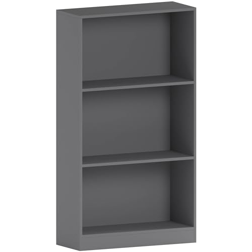 Vida Designs Cambridge Bücherregal mit 3 Etagen, mittelgroß, Holzregal, Aufbewahrungseinheit, Büro, Wohnzimmer, Grau von Vida Designs