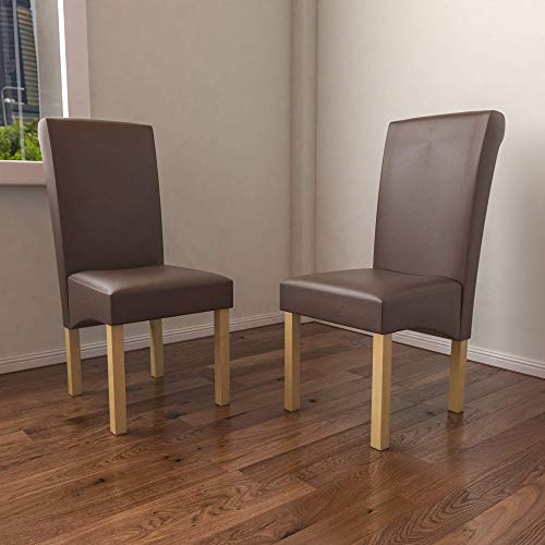 Vida Designs Clifton 2-Stühle-Set tief-gerollte Lehne PU Kunstleder Holz Schaumkissen Küche Esstisch Küchentisch Sitz UKFR, Braun Vida Designs Clifton 2-Stühle-Set tief-gerollte Lehne PU Kunstleder Holz Schaumkissen Küche Esstisch Küchentisch Sitz UKFR, Braun von Vida Designs