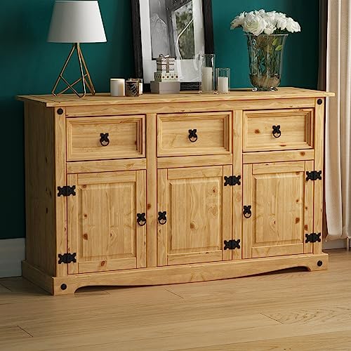 Vida Designs Corona Sideboard mit 3 Türen und 3 Schubladen, massives Kiefernholz, Wohnzimmer, Esszimmer, Schlafzimmer Vida Designs Corona Sideboard mit 3 Türen und 3 Schubladen, massives Kiefernholz, Wohnzimmer, Esszimmer, Schlafzimmer von Vida Designs