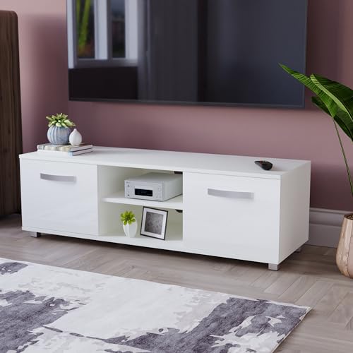 Vida Designs -Cosmo TV Unit 2 Tür Modern Glänzend Mattiert MDF Wohnzimmer Schrank Medienstand MöbelWeiß, 38x40x120 Vida Designs -Cosmo TV Unit 2 Tür Modern Glänzend Mattiert MDF Wohnzimmer Schrank Medienstand MöbelWeiß, 38x40x120 von Vida Designs