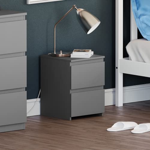 Vida Designs Denver Nachttischkommode mit 2 Schubladen, Grau von Vida Designs