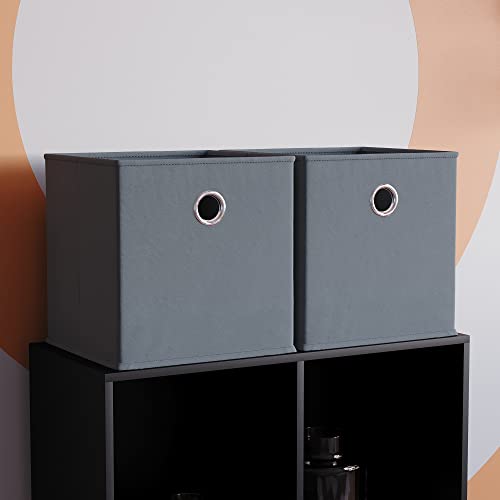 Vida Designs Durham Faltbare Aufbewahrungskörbe, Stoffbox mit Metallgriff, leicht zugänglich, 2 Stück, Grau von Vida Designs