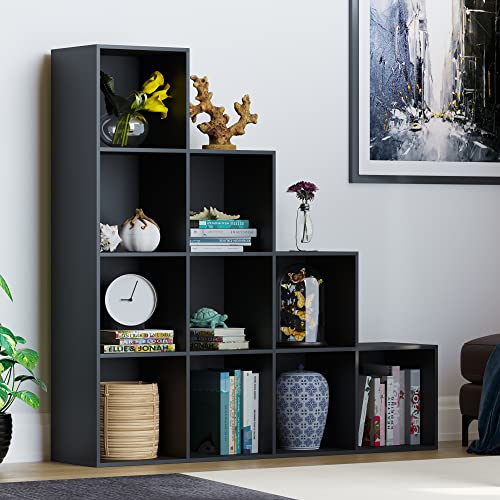 Vida Designs Durham Treppenregal Bücherregal Regale Aufbewahrung Organizer Wohnzimmer Möbel (10 Würfel, Schwarz) von Vida Designs