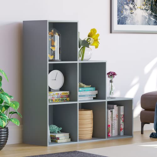 Vida Designs Durham Treppenregal Bücherregal Regale Aufbewahrung Organizer Wohnzimmer Möbel (6 Würfel, grau) von Vida Designs