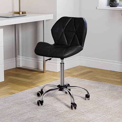 Vida Designs -Geo Büro Computer Lehrstuhl, Gaming Sekretariat Verstellbare Schwenkbeine Lift Chrom PU Kunstleder,Schwarz, 96.0x49.0x47.5 von Vida Designs
