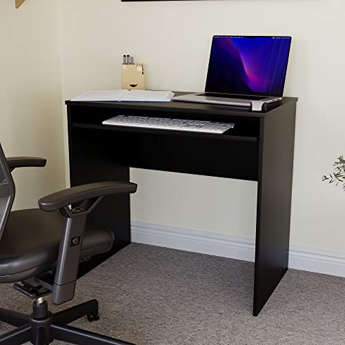 Vida Designs Huby Computer-Schreibtisch, klein, Heimbüro, kompakter PC-/Laptop-Tisch, Gaming, Studium, tragbar, Arbeitsstation mit Tastaturfach, Möbel, schwarz, Holzwerkstoff, 75 x 80 x 48 cm von Vida Designs