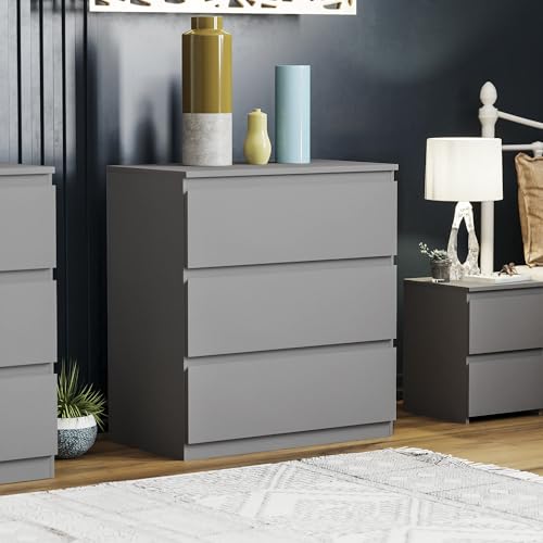Vida Designs Kommode (Grau - Matt, 3 Schubladen) von Vida Designs
