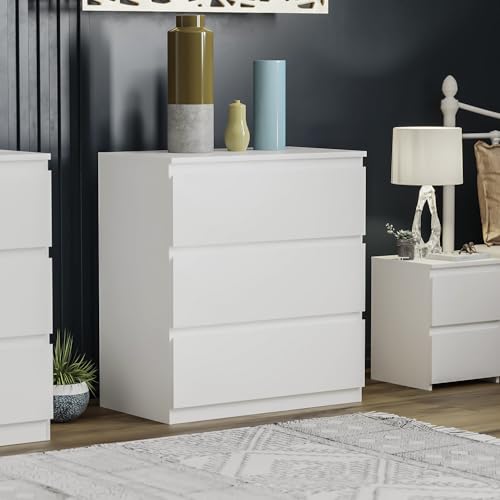 Vida Designs Kommode mit 3 Schubladen für Kleidung – Schrank-Organizer und Aufbewahrungsschrank für Flur, Eingangsbereich (weiß, matt) von Vida Designs