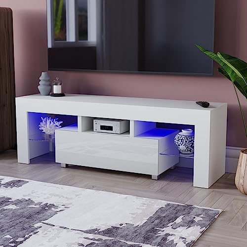 Vida Designs -Luna LED TV Schrank 1 Schublade Modern Glänzend Mattiert MDF Wohnzimmer Schrank Medienständer Möbel RGB-LichtWeiß, 45x35x130 Vida Designs -Luna LED TV Schrank 1 Schublade Modern Glänzend Mattiert MDF Wohnzimmer Schrank Medienständer Möbel RGB-LichtWeiß, 45x35x130 von Vida Designs