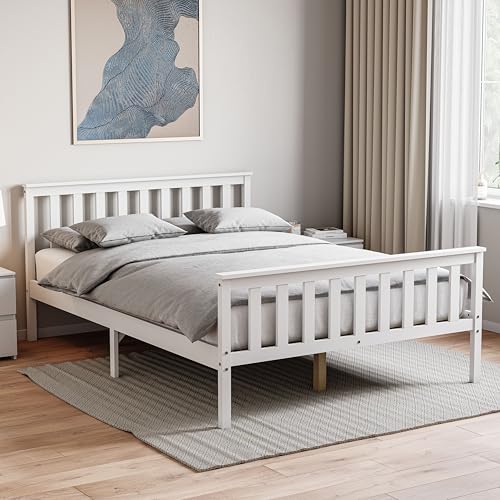 Vida Designs Milan Doppelbett, 140 cm, Bettgestell, massives Kiefernholz, Kopfteil, hohes Fußende, Schlafzimmermöbel, Weiß Vida Designs Milan Doppelbett, 140 cm, Bettgestell, massives Kiefernholz, Kopfteil, hohes Fußende, Schlafzimmermöbel, Weiß von Vida Designs