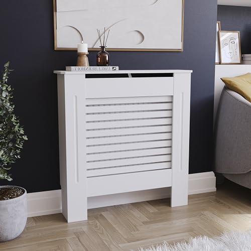 Vida Designs Milton Heizkörper-Abdeckung, moderner, weiß-lackierter Schrank aus mitteldichter Faser-Platte, klein von Vida Designs