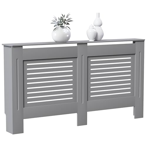 Vida Designs Milton Heizkörperabdeckung, traditioneller Schrank aus mitteldichter Faserplatte, grau lackiert, groß von Vida Designs