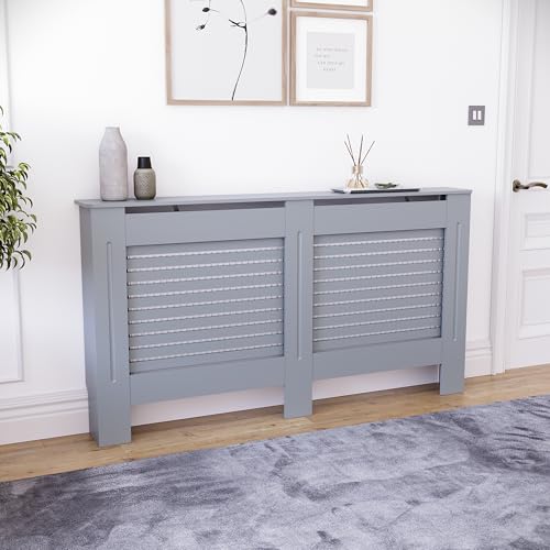 Vida Designs Milton Heizkörperverkleidung groß dunkelgrau | Moderner Lattenheizungsschrank, einfache DIY Passform, ideal für Wohnzimmer, Flur oder Badezimmer von Vida Designs