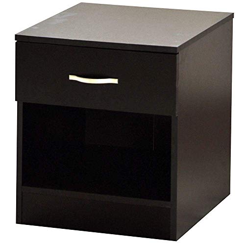 Vida Designs Nachttisch, schwarz, 1 Schublade mit Metallgriffen und -schienen, einzigartige Schubladenunterstützung gegen Verbiegen, Schlafzimmer-Möbel Riano, Ca. 47 x 40 x 36 cm (H x B x T) von Vida Designs