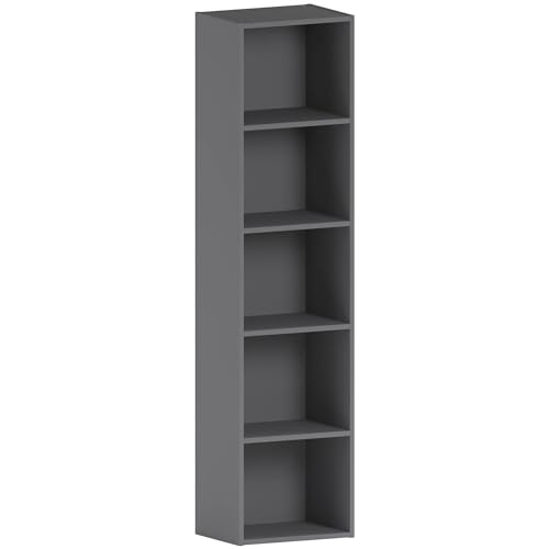 Vida Designs Oxford Bücherregal mit 5 Ebenen, graues Holzregal, Display, Aufbewahrungseinheit für Büro, Wohnzimmer, Möbel von Vida Designs