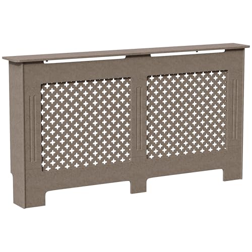 Vida Designs Oxford-Heizkörperabdeckung, moderner, unlackierter MDF-Schrank, mit Rillen, oberes Regal aus Holz, groß von Vida Designs