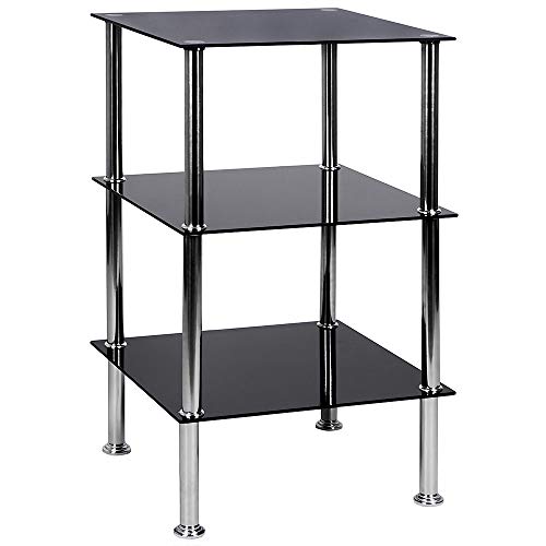 Vida Designs -Moderne Rahmenmöbel 3-stöckiges Glasregal, Schwarz, 70.0x40.0x30.0 von Vida Designs