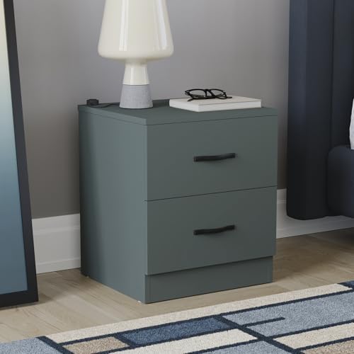 Vida Designs Riano Nachttisch, 2 Schubladen mit Metallgriffen und Schienen, einzigartige Anti-Bogen-Schubladenstütze, Jasper Green Vida Designs Riano Nachttisch, 2 Schubladen mit Metallgriffen und Schienen, einzigartige Anti-Bogen-Schubladenstütze, Jasper Green von Vida Designs
