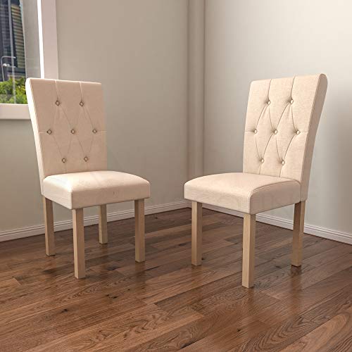 Vida Designs Horton 2-Stühle-Set Textil Holz Schaumkissen Küche Küchentisch Esstisch, Creme & Eiche von Vida Designs