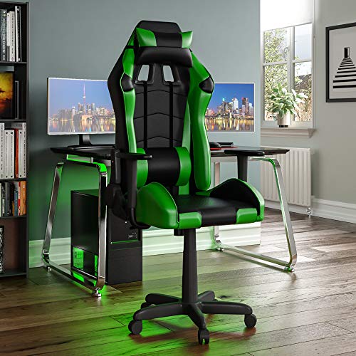 Vida Designs Racing Nitro Gaming Computer Sessel Büro Chef Einstellbar Drehbar Rückenlehneneinstellung PU Kunstleder Grün & Schwarz, grün/schwarz, 131.0x75.0x67.0, 3331247 von Vida Designs