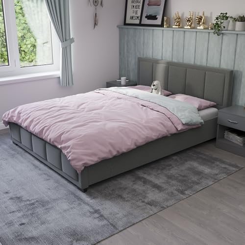 Vida Designs Vanita Stoff Bettgestell Kopfteil Schlafzimmermöbel Ohne Matratze (Dunkelgrau, King Size 1.5 m - Keine Matratze) von Vida Designs