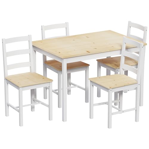Vida Designs Yorkshire Esstisch und Stühle Set Küche Wohnmöbel, Weiß/Kiefer, 4-Sitzer von Vida Designs