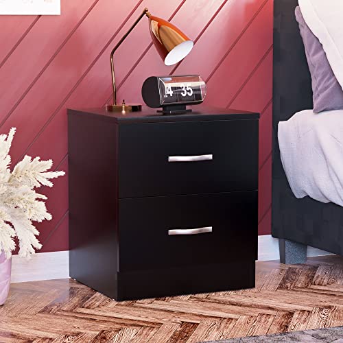 Vida Designs Schwarze Nachttischschublade, Nachttisch, 2 Schubladen, Nachttisch, Metallgriffe und Schienen Vida Designs Schwarze Nachttischschublade, Nachttisch, 2 Schubladen, Nachttisch, Metallgriffe und Schienen von Vida Designs
