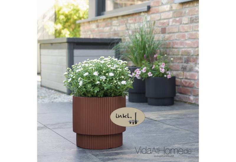 VidaAtHome.de Blumentopf Design-Pflanzgefäß IVY ø 30er mit Bewässerungseinsatz, Modernes Rillendesign, mit Pflanzeinsatz und Bewässerungseinsatz von VidaAtHome.de
