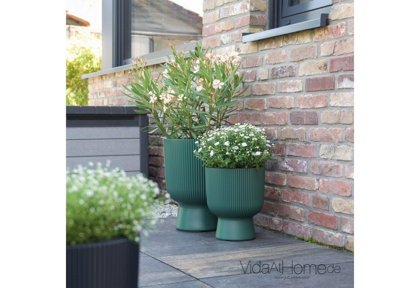 VidaAtHome.de Blumentopf Design-Pflanzgefäße-Set ALVY (2er Set) (Spar-Set, Pflanzgefäß ALVY 30 & 40), Stilvolles Design mit Rillenstruktur von VidaAtHome.de