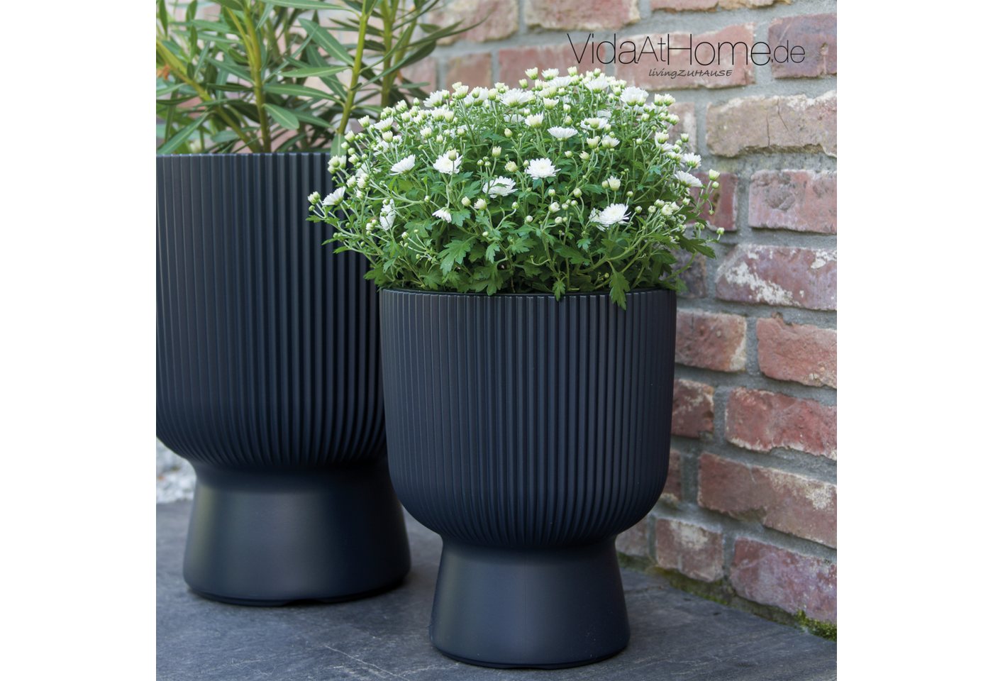 VidaAtHome.de Blumentopf Design-Pflanzgefäße-Set ALVY (2er Set) (Spar-Set, Pflanzgefäß ALVY 30 & 40), Stilvolles Design mit Rillenstruktur von VidaAtHome.de