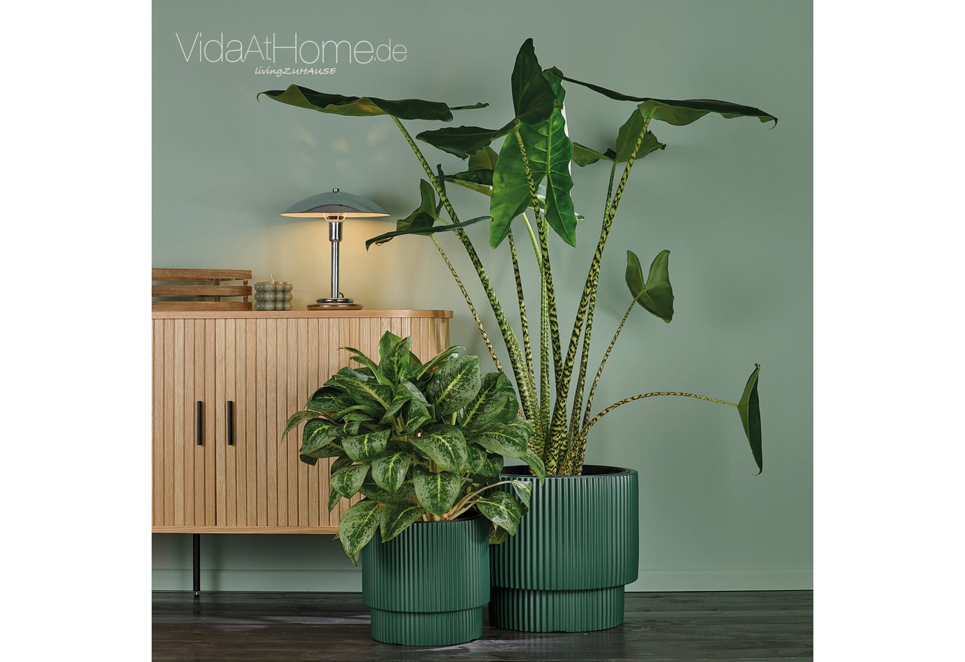 VidaAtHome.de Blumentopf Design-Pflanzgefäße-Set IVY (2er Set) (Spar-Set, Pflanzgefäß IVY 30 & 40), Modernes Rillendesign, mit praktischem Pflanzeinsatz von VidaAtHome.de