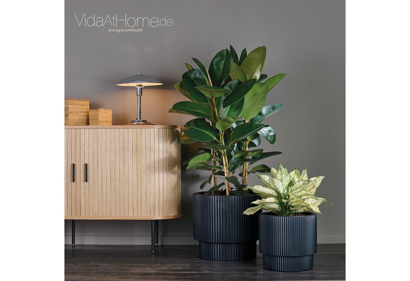 VidaAtHome.de Blumentopf Design-Pflanzgefäße-Set IVY (2er Set) (Spar-Set, Pflanzgefäß IVY 30 & 40), Modernes Rillendesign, mit praktischem Pflanzeinsatz von VidaAtHome.de