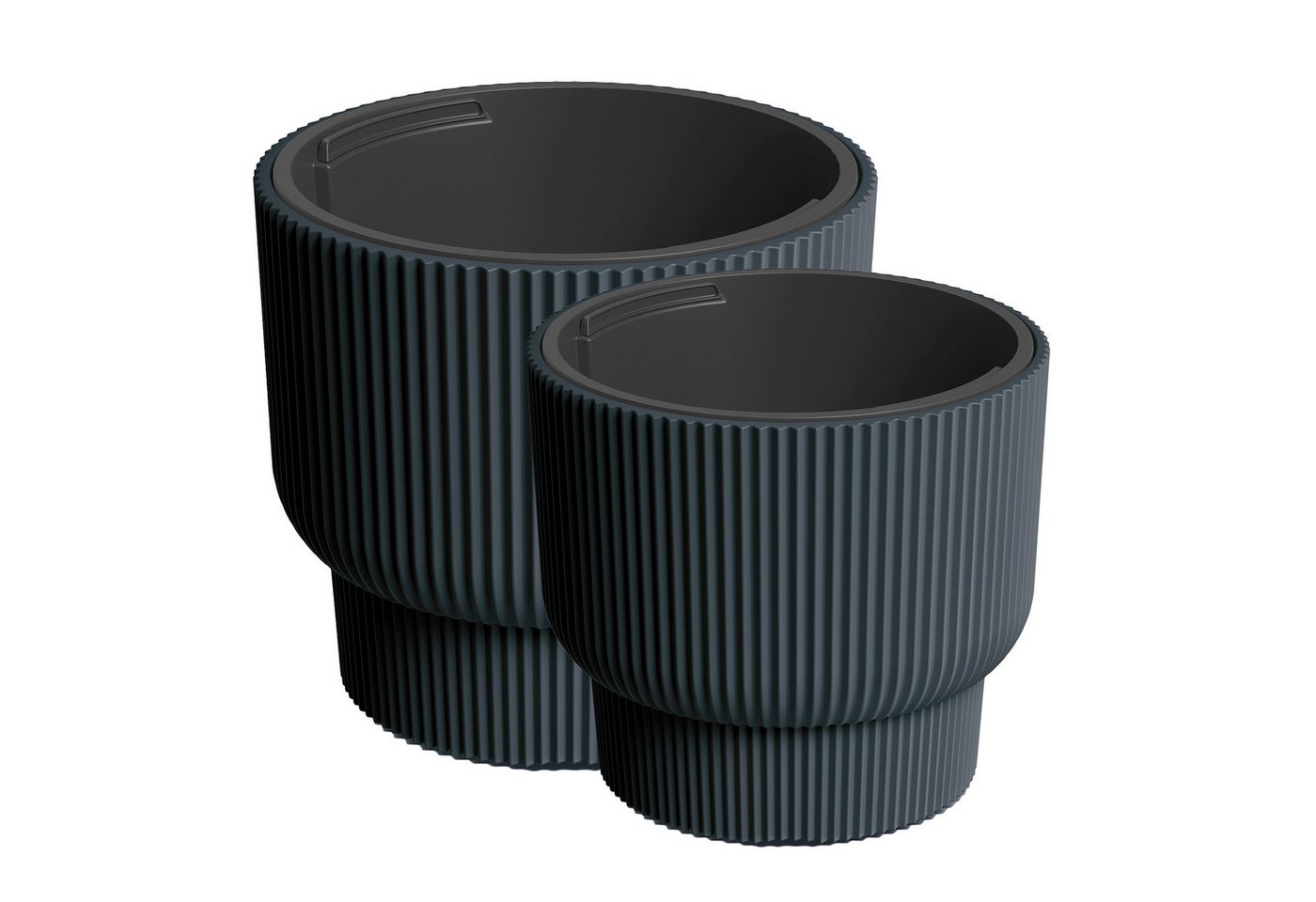 VidaAtHome.de Blumentopf Design-Pflanzgefäße-Set ULEY (2er Set) (Spar-Set, Pflanzgefäß ULEY 30 & 40), Modernes Rillendesign, mit praktischem Pflanzeinsatz von VidaAtHome.de