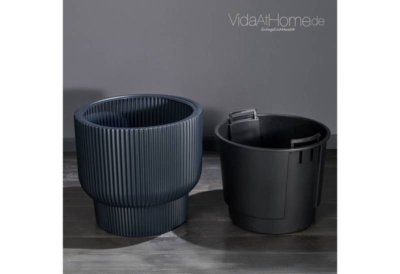 VidaAtHome.de Blumentopf Design-Pflanzgefäße-Set ULEY (2er Set) mit Bewässerungseinsatz (Spar-Set, Pflanzgefäß ULEY 30, 40 + Bewässerung 212, 277), Stilvolles Design mit Rillenstruktur von VidaAtHome.de
