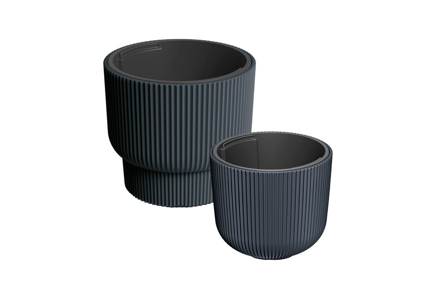VidaAtHome.de Blumentopf Design-Pflanzgefäße-Set ULEY 30 & CYRA 24 (Spar-Set, 1x Pflanzgefäß ULEY 30, 1x Pflanzgefäß CYRA 24), Stilvolles Design mit Rillenstruktur von VidaAtHome.de