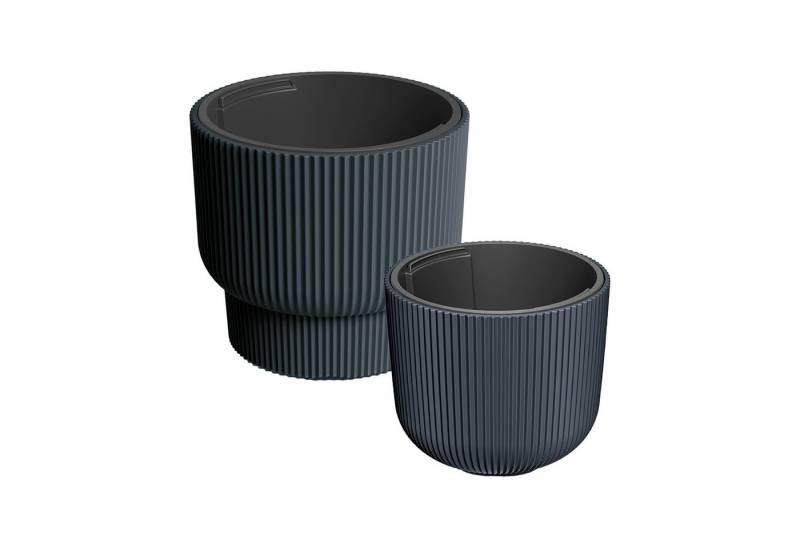 VidaAtHome.de Blumentopf Design-Pflanzgefäße-Set ULEY 30 & CYRA 24 (Spar-Set, 1x Pflanzgefäß ULEY 30, 1x Pflanzgefäß CYRA 24), Stilvolles Design mit Rillenstruktur von VidaAtHome.de