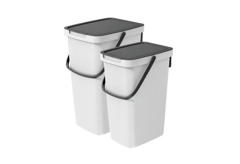 VidaAtHome.de Mülleimer Q-SYSTEMA Abfalleimer-Set 12 Liter + 20 Liter, Mit Deckel & Griff – hygienisch, robust & leicht von VidaAtHome.de