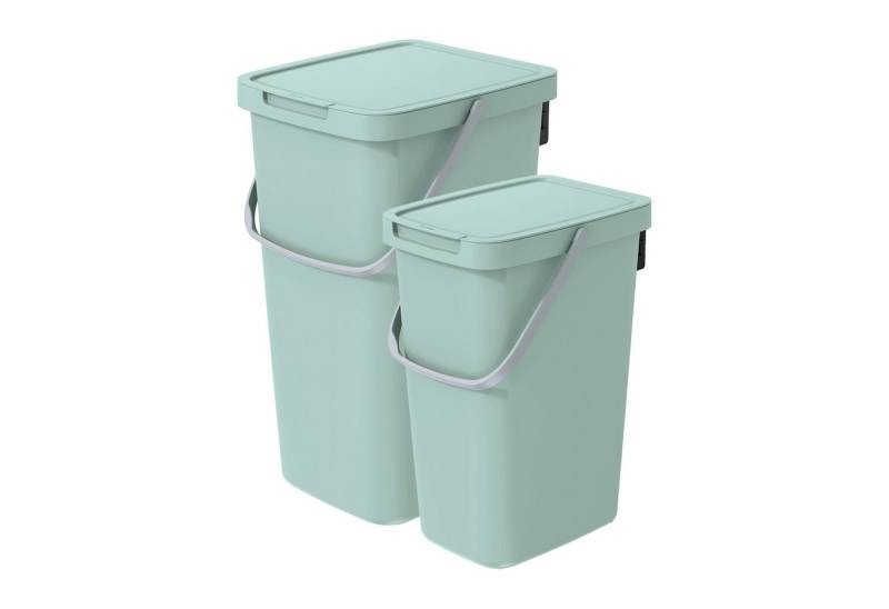 VidaAtHome.de Mülleimer Q-SYSTEMA Abfalleimer-Set 12 Liter + 25 Liter, Mit Deckel & Griff – hygienisch, robust & leicht von VidaAtHome.de